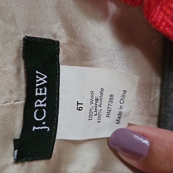 J Crew Heather Red Tweed Ruffled Blazer Jacket sz 6T - Picture 3 of 6